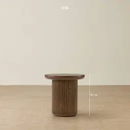 Terra Linea Amber Brown Ash Veneer Round Side Table