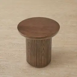 Terra Linea Amber Brown Ash Veneer Round Side Table
