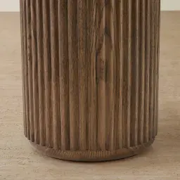 Terra Linea Amber Brown Ash Veneer Round Side Table