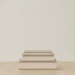 Taupe Canvas Book Storage Box - Set of 3