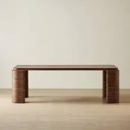 Ophelia II Smoky Walnut Veneer Curved Dining Table