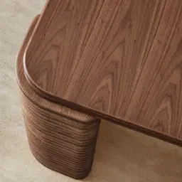 Ophelia II Smoky Walnut Veneer Curved Dining Table