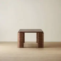 Ophelia II Smoky Walnut Veneer Curved Dining Table