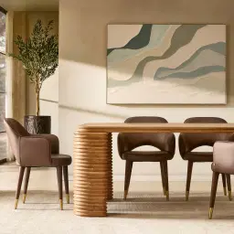 Ophelia II Light Brown Ash Veneer Curved Dining Table