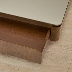 Felina Brown Oak Veneer Coffee Table with Champagne Gold Glass Top - 110x33cm