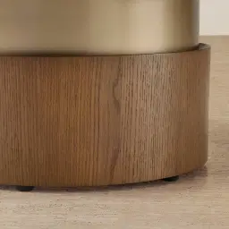 Felina Brown Oak Veneer Coffee Table with Champagne Gold Glass Top - 100x36cm