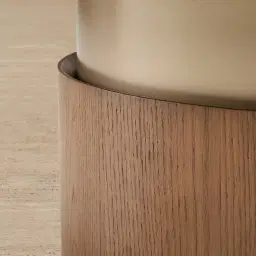 Felina Brown Oak Veneer Coffee Table with Champagne Gold Glass Top - 100x36cm