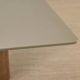 Felina Brown Oak Veneer Dining Table with Champagne Gold Glass Top - 240x120cm