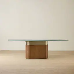 Felina Brown Oak Veneer Dining Table with Champagne Gold Glass Top - 240x120cm