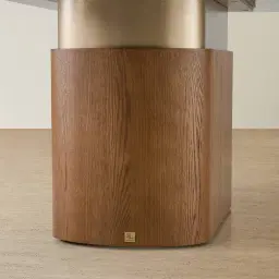 Felina Brown Oak Veneer Dining Table with Champagne Gold Glass Top - 240x120cm