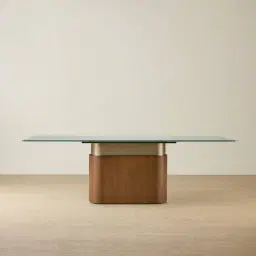 Felina Brown Oak Veneer Dining Table with Champagne Gold Glass Top - 240x120cm