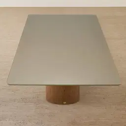 Felina Brown Oak Veneer Dining Table with Champagne Gold Glass Top - 240x120cm