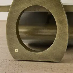 Aspen White Sintered Stone Coffee Table - Brushed Bronze Legs
