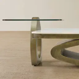 Aspen White Sintered Stone Coffee Table - Brushed Bronze Legs