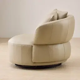 Borcea Cream Leather Leather Swivel Occasional Chair