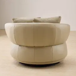 Borcea Cream Leather Leather Swivel Occasional Chair