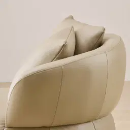 Borcea Cream Leather Leather Swivel Occasional Chair