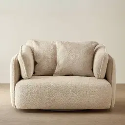 Marcela II Mid Beige Woven Fabric Swivel Occasional Chair