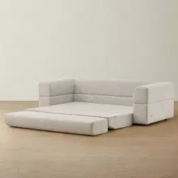 Riviera Chalk White Chenille Fabric 3 Seater Sofa Bed