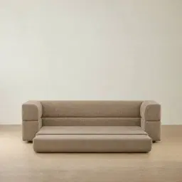 Riviera Mushroom Chenille Fabric 3 Seater Sofa Bed