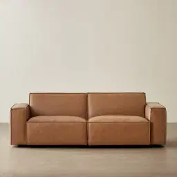Lainey Medium Tan 2 Pieces Modular Leather Sofa