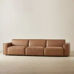 Lainey Medium Tan 3 Pieces Modular Leather Sofa