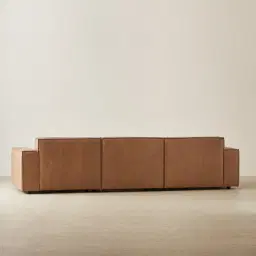 Lainey Medium Tan 3 Pieces Modular Leather Sofa