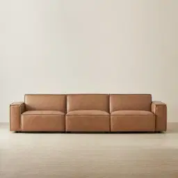 Lainey Medium Tan 3 Pieces Modular Leather Sofa