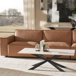 Lainey Medium Tan 4 Pieces Modular Leather Sofa