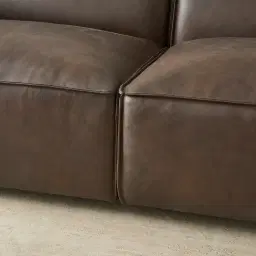 Lainey Chocolate Brown 2 Pieces Modular Leather Sofa