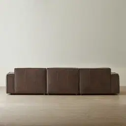 Lainey Chocolate Brown 3 Pieces Modular Leather Sofa