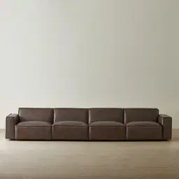 Lainey Chocolate Brown 4 Pieces Modular Leather Sofa