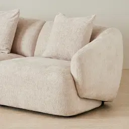 Willow Powder White Chenille Fabric 3 Pieces Modular Sofa