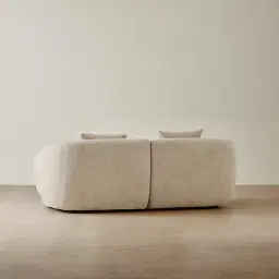 Willow Mid Beige Woven Fabric 2 Pieces Modular Sofa