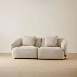 Willow Mid Beige Woven Fabric 2 Pieces Modular Sofa