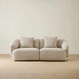 Willow Mid Beige Woven Fabric 2 Pieces Modular Sofa