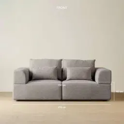 Riviera III Graphite 2 Pieces Modular Fabric Sofa