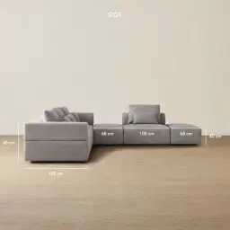 Riviera III Graphite Fabric Modular Sofa