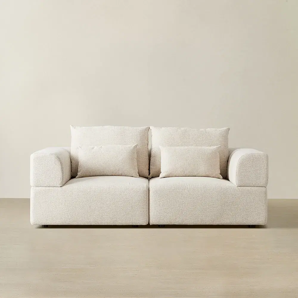 Riviera III Isabelline White 2 Pieces Modular Fabric Sofa