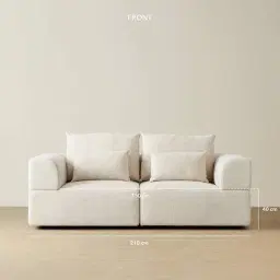 Riviera III Isabelline White 2 Pieces Modular Fabric Sofa