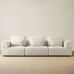 Riviera III Isabelline White 3 Pieces Modular Fabric Sofa