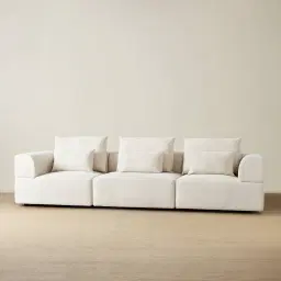 Riviera III Isabelline White 3 Pieces Modular Fabric Sofa