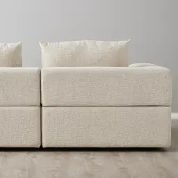 Riviera III Isabelline White 4 Pieces Modular Fabric Sofa