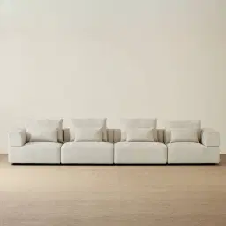 Riviera III Isabelline White 4 Pieces Modular Fabric Sofa