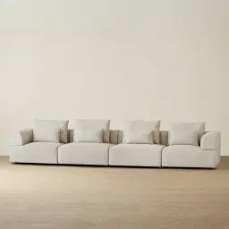 Riviera III Isabelline White 4 Pieces Modular Fabric Sofa