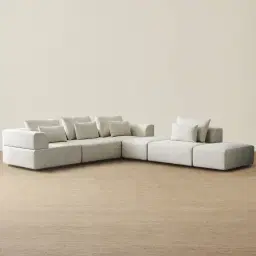 Riviera III Isabelline White Fabric Modular Sofa
