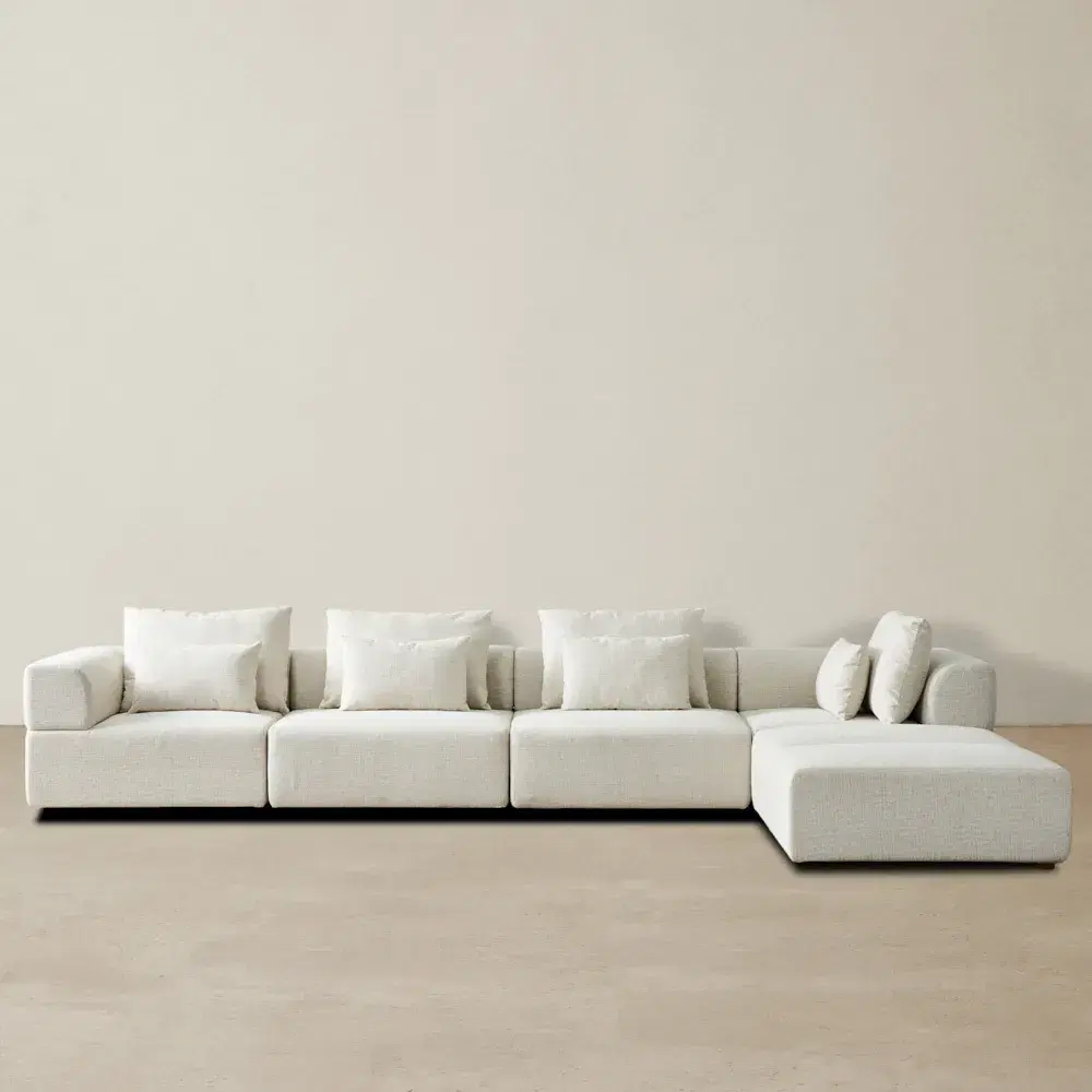 Riviera III Isabelline White Fabric Modular Sofa