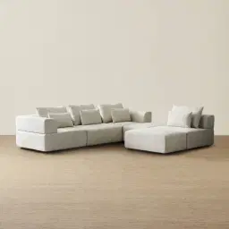 Riviera III Isabelline White Fabric Modular Sofa