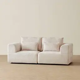 Riviera III Powder White Chenille 2 Pieces Modular Fabric Sofa