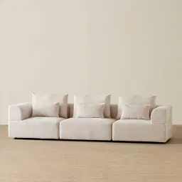 Riviera III Powder White Chenille 3 Pieces Modular Fabric Sofa